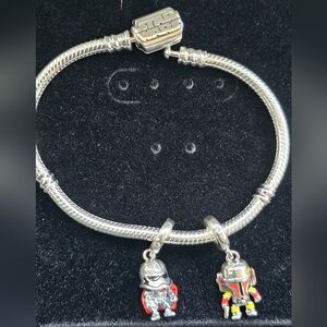 S925 Sterling Silver Mandalorian and Stormtrooper Bracelet